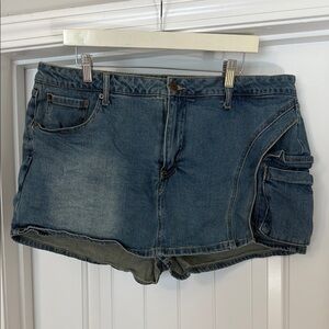 Fashion Nova Blue Jean Skort Relaxed Fit
